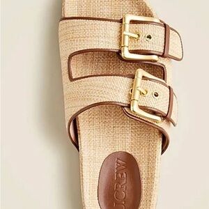 J. Crew Beige Sandals with Gold Buckles